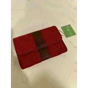 Vera Bradley Red Corduroy Large Wallet Tri-Fold Clutch Oversized NWT